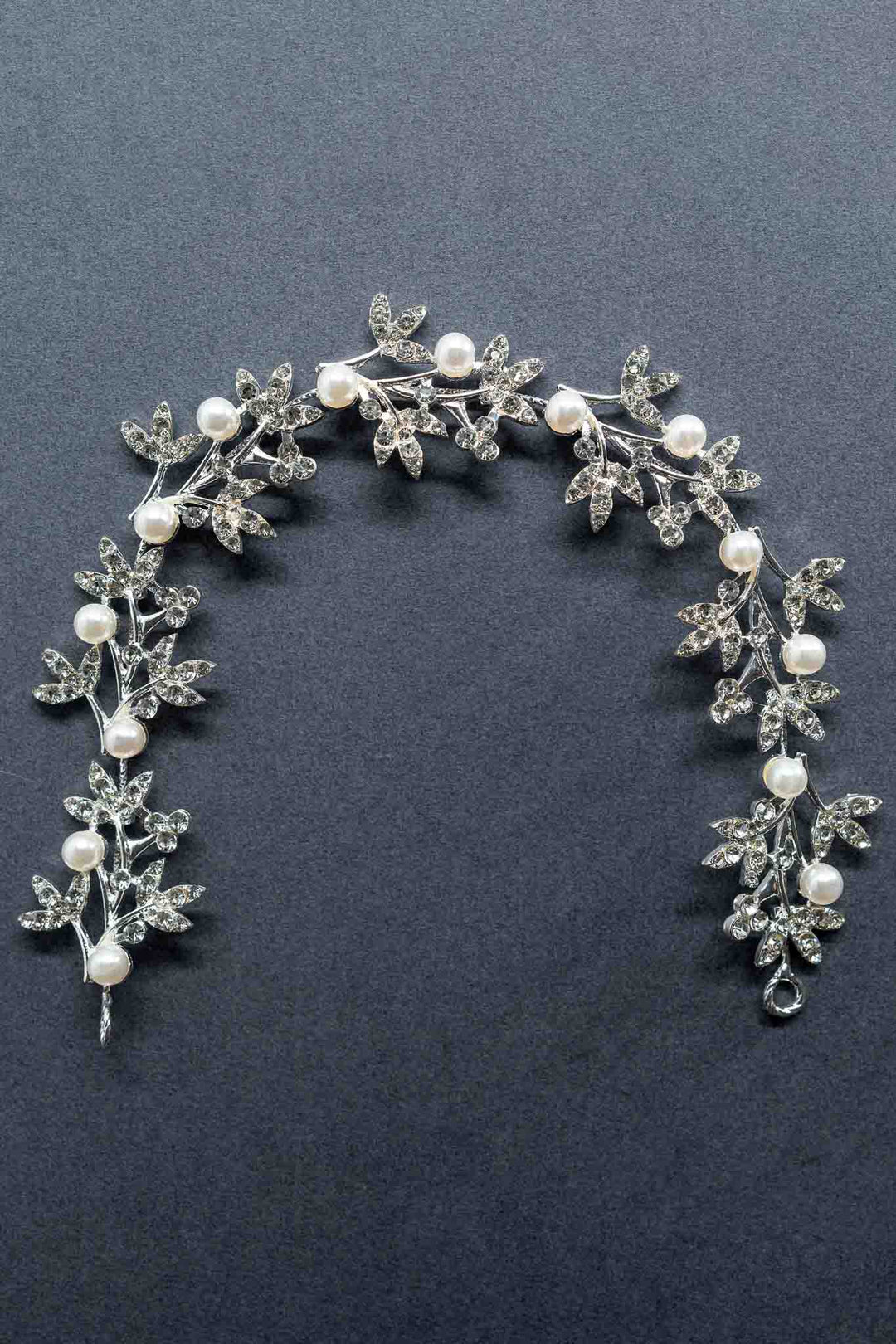 Ivy Hair Band Headband leaves pearls Silver