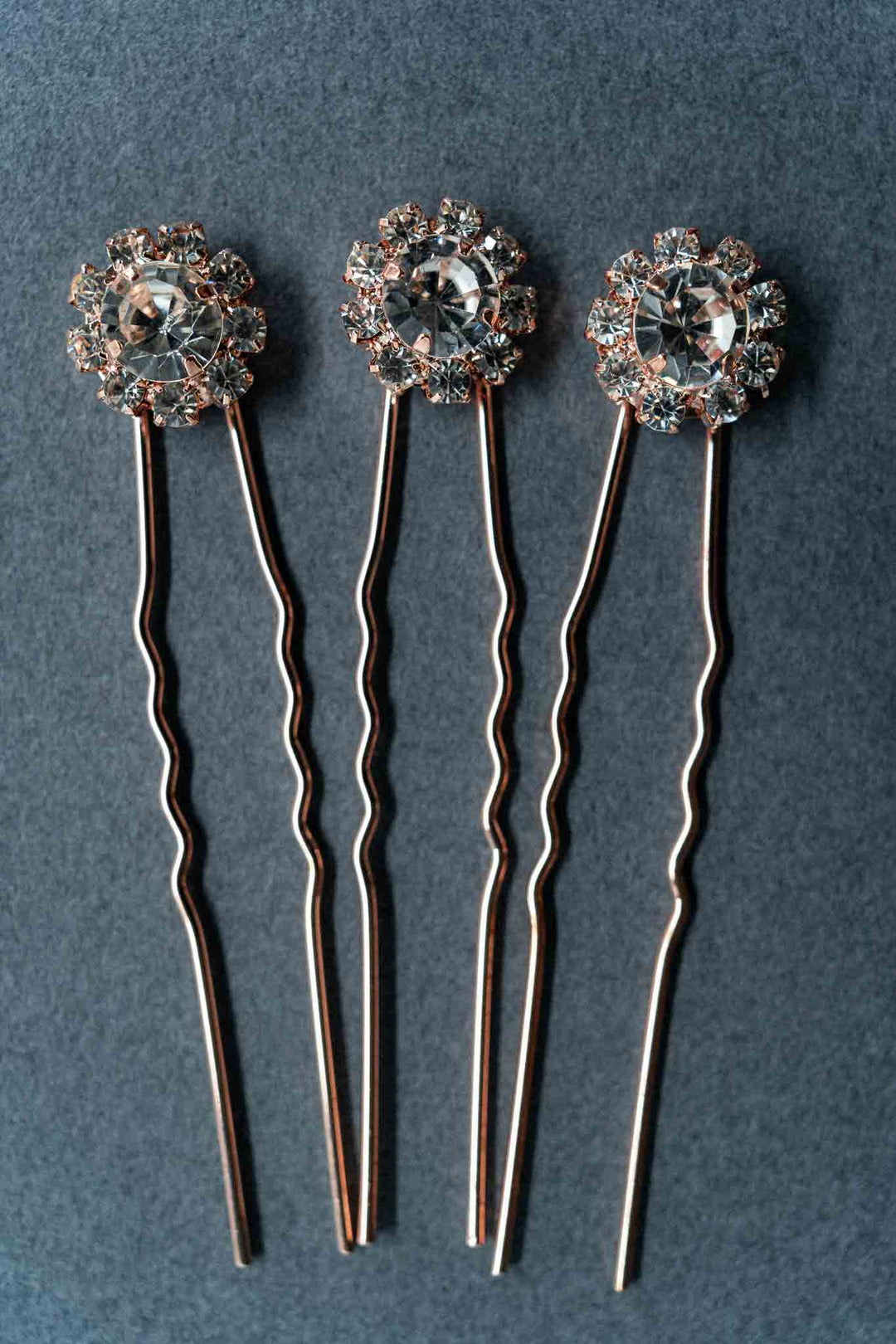 Rose Gold Floral Hair Pin gems hairpin Rhinestones Rose Gold