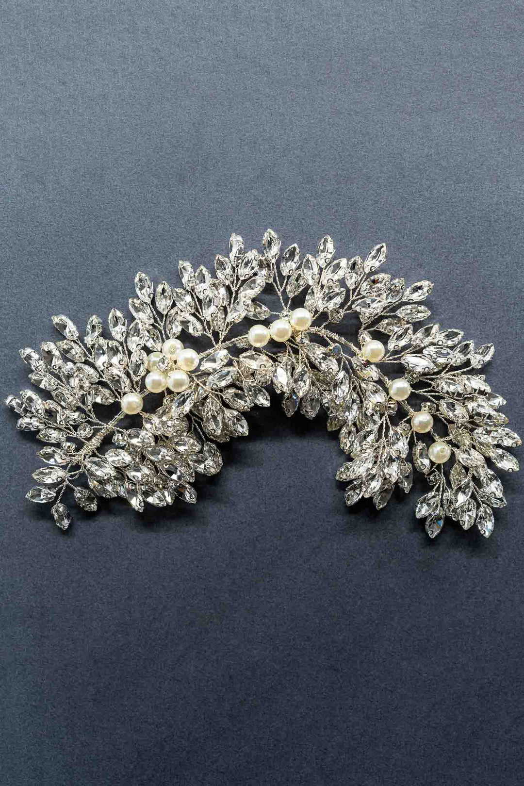 Aster Hair Band Headband pearls rhinestones Silver