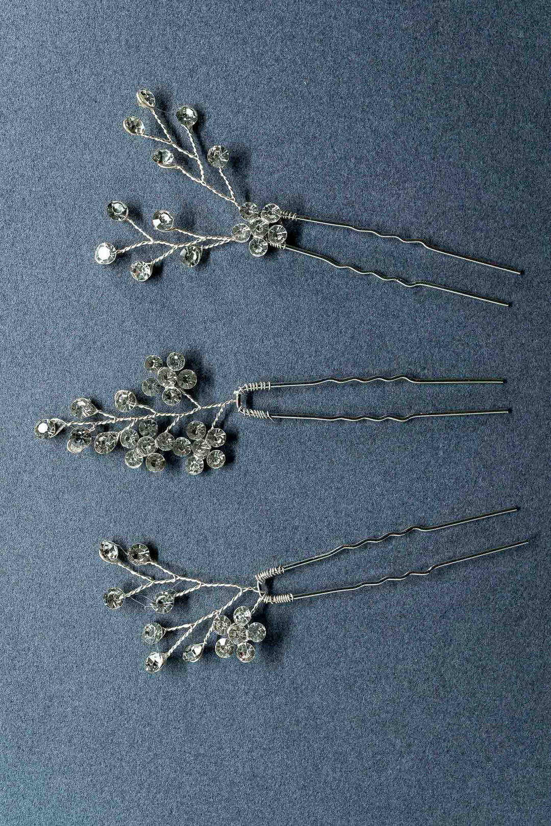 Blooming Rhinestone Hair Pin Set flowers hairpin hairpins rhinestones Silver